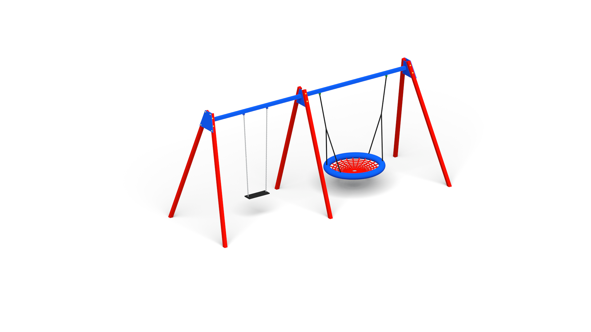 Huśtawka podwójna metalowa z bocianim gniazdem